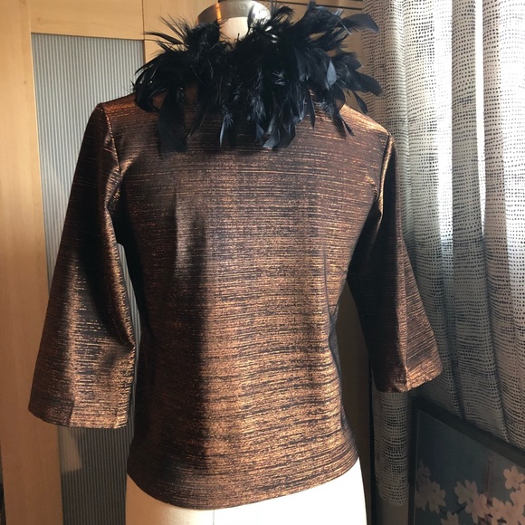 Retro Vintage 1999 Feathered Metalic bttn down Top - Picture 4 of 8